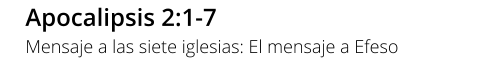 Apocalipsis 2:1-7 Mensaje a las siete iglesias: El mensaje a Efeso