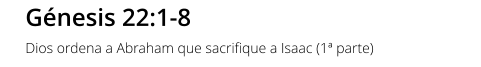 Génesis 22:1-8 Dios ordena a Abraham que sacrifique a Isaac (1ª parte)