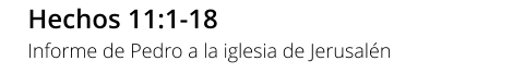 Hechos 11:1-18 Informe de Pedro a la iglesia de Jerusalén