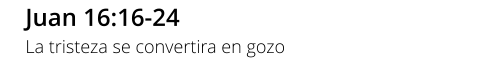 Juan 16:16-24 La tristeza se convertira en gozo