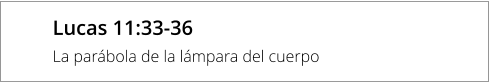 Lucas 11:33-36 La parábola de la lámpara del cuerpo