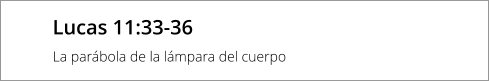 Lucas 11:33-36 La parábola de la lámpara del cuerpo