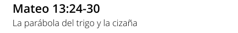 Mateo 13:24-30 La parábola del trigo y la cizaña