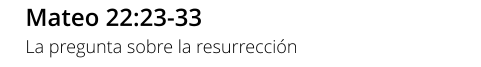 Mateo 22:23-33 La pregunta sobre la resurrección