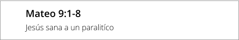 Mateo 9:1-8 Jesús sana a un paralitíco