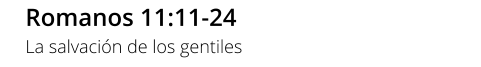 Romanos 11:11-24 La salvación de los gentiles