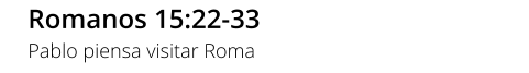 Romanos 15:22-33 Pablo piensa visitar Roma