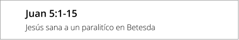 Juan 5:1-15 Jesús sana a un paralitíco en Betesda