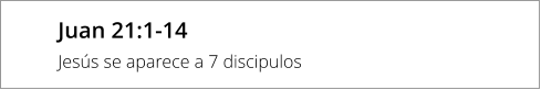 Juan 21:1-14 Jesús se aparece a 7 discipulos