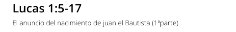 Lucas 1:5-17 El anuncio del nacimiento de juan el Bautista (1ªparte)