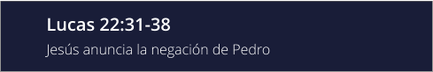 Lucas 22:31-38 Jesús anuncia la negación de Pedro