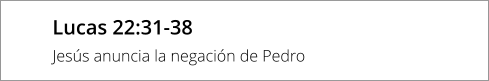 Lucas 22:31-38 Jesús anuncia la negación de Pedro