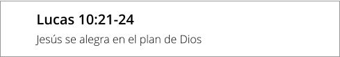 Lucas 10:21-24 Jesús se alegra en el plan de Dios