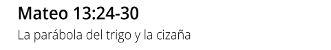 Mateo 13:24-30 La parábola del trigo y la cizaña